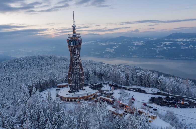Pyramidenkogel von oben im Winter  | © Gert Steinthaler / Wörthersee Tourismus GmbH