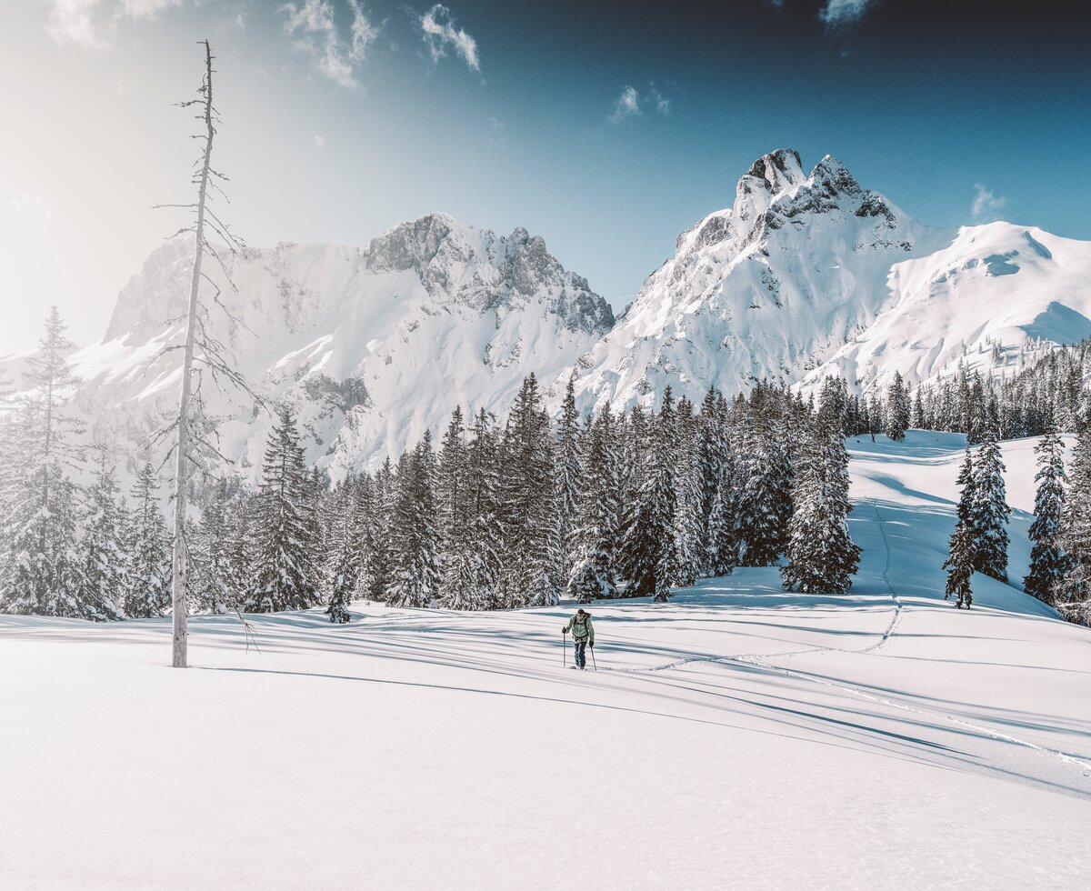 Skitour durch die verschneite Landschaft im Gesäuse | © TRV Gesäuse / Stefan Leitner