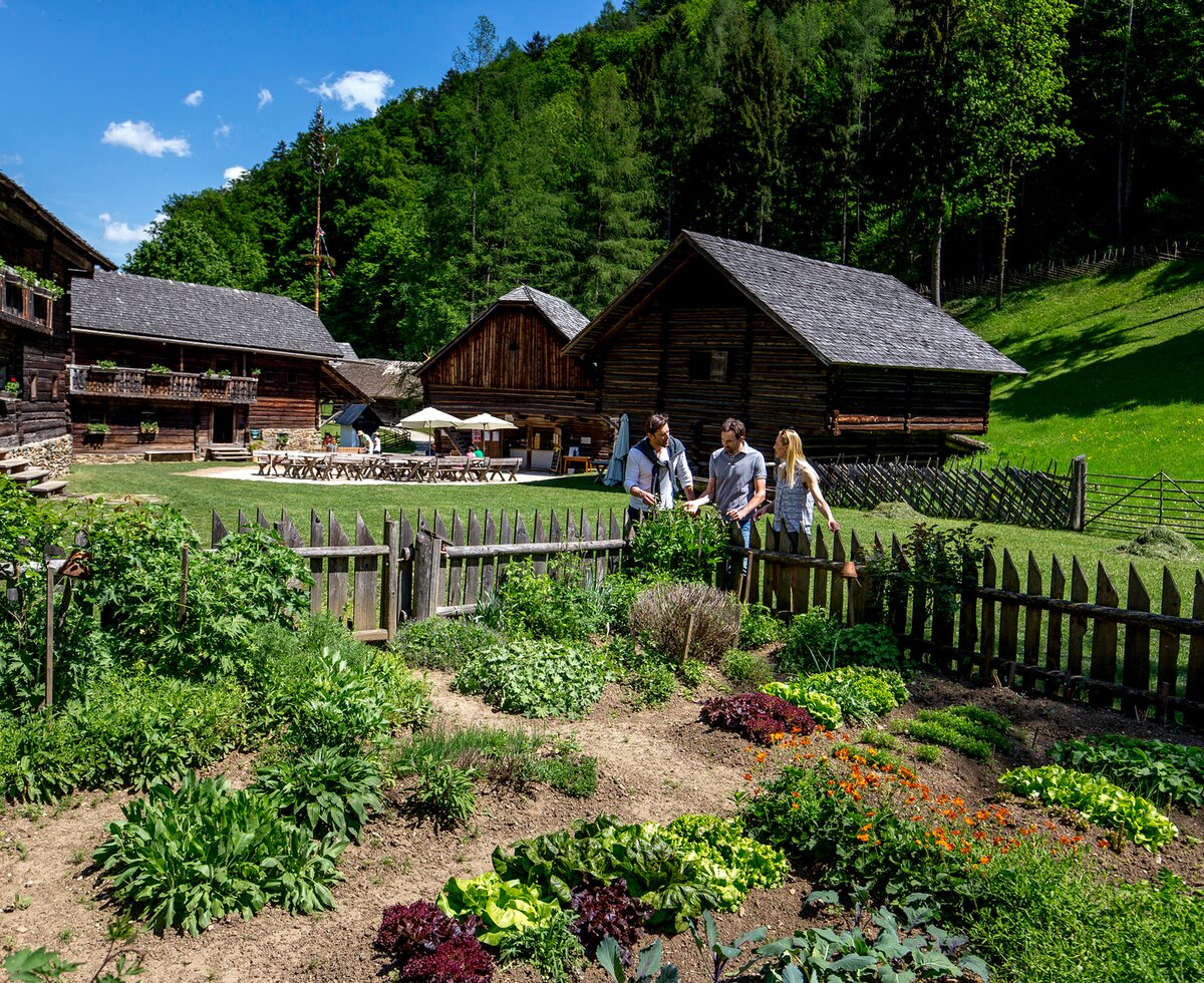 Besucher in einem Bauerngarten im Freilichtmuseum Stübing, Region Graz, Steiermark | © Region Graz / Tom Lamm
